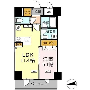 仮)DーRООM二十人町【7階】の間取り