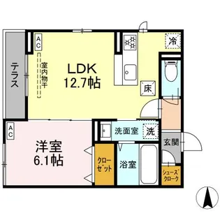 DーROOM小田原2丁目B【1階】の間取り