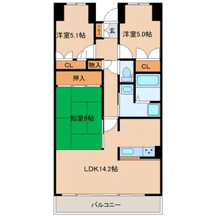 グラスランド21【8階】の間取り