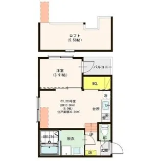 アクアエステラ新田【1031号室】の間取り