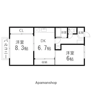 ルミエールⅢ【101号室】の間取り