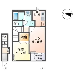 エスポワール六丁の目【2階】の間取り