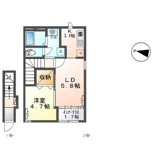 エスポワール六丁の目【2階】の間取り
