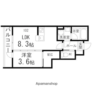アオイ ヒル 泉【102号室】の間取り