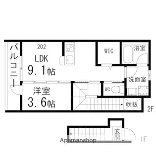 アオイ ヒル 泉【202号室】の間取り