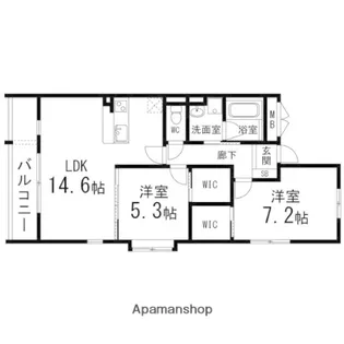 AL SOL泉中央【201号室】の間取り