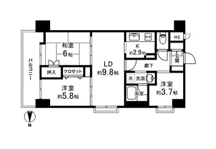 ライオンズプラザ西公園通【3階】の間取り