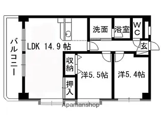 リヴィエル八乙女【6階】の間取り