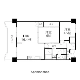 二軒茶屋エスコムビル【0803号室】の間取り