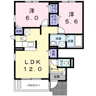 リバップ人来田【1階】の間取り