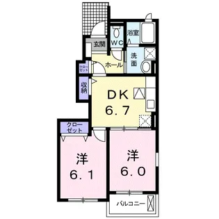 パークプレッソ雅Ⅱ【1階】の間取り