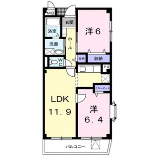 ロジュマンオヤマ【1階】の間取り