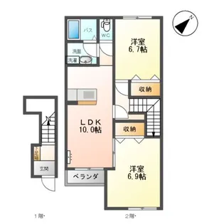 ボンヌール袋原【2階】の間取り