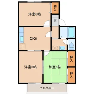 セジュールリベルテB【1階】の間取り