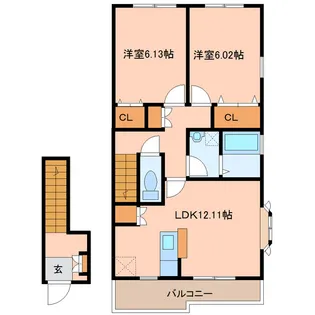 エスペランサ岩切【2階】の間取り