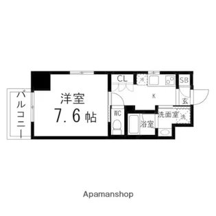 カーサヴェルデ新寺通【506号室】の間取り