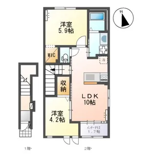 プレジール人来田【2階】の間取り