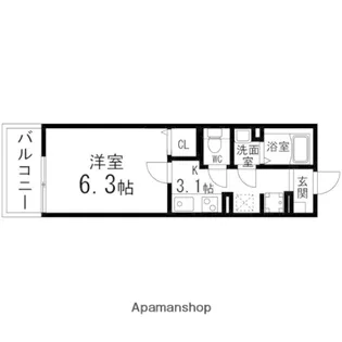 ブルーリーフ苦竹【202号室】の間取り