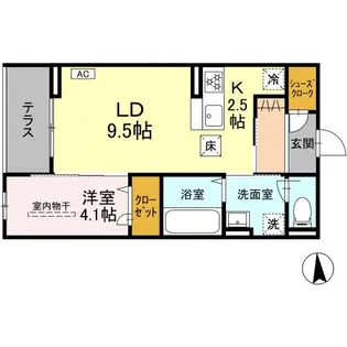 DーROOM薬師堂【1階】の間取り