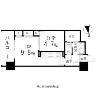 ディークレスト太子堂駅前 East【1008号室】の間取り