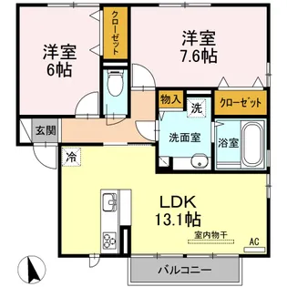 ウィルモア F【2階】の間取り
