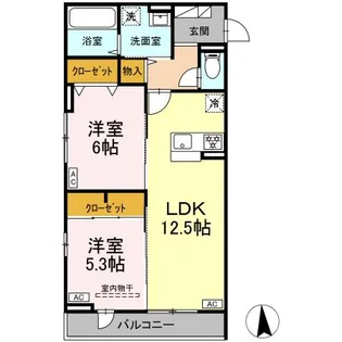 DーROOM小田原2丁目A【2階】の間取り