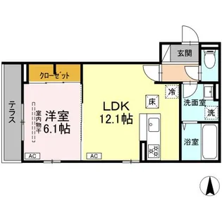 DーROOM小田原2丁目B【1階】の間取り