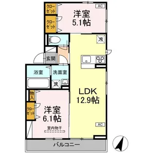 クレージュ大和町【3階】の間取り