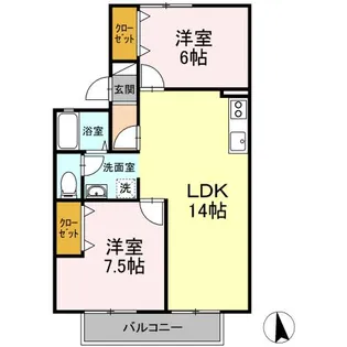 セジュール花渕 I II【I102号室】の間取り