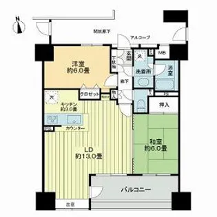 ダイアパレス榴岡CORTY【4階】の間取り