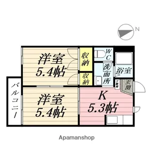 フラッツケイワ【2階】の間取り