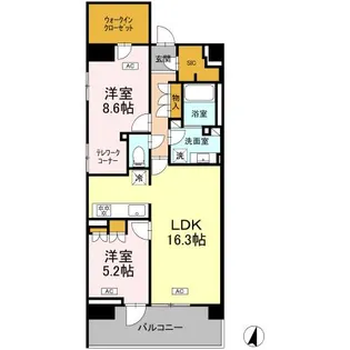 ロイヤルパークス仙台青葉通【9階】の間取り