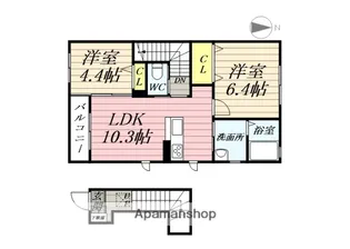 ディアコート名取G【2階】の間取り