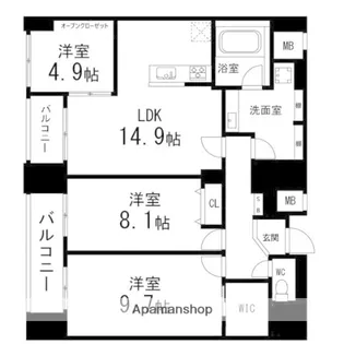 ルアーナ・エール・レジデンス仙台【802号室】の間取り