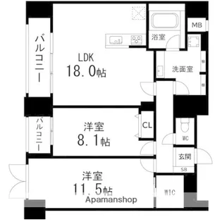 ルアーナ・エール・レジデンス仙台【601号室】の間取り