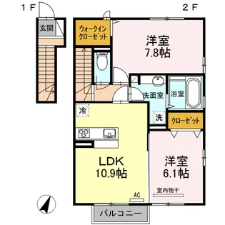 DーROOM西多賀【2階】の間取り