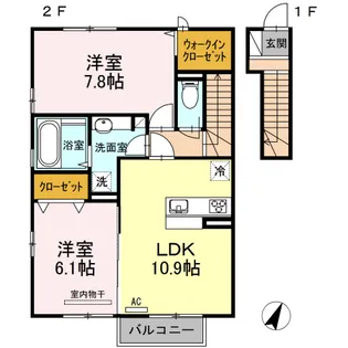 DーROOM西多賀【2階】の間取り