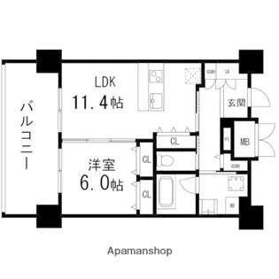 GRANDIA卸町【1303号室】の間取り