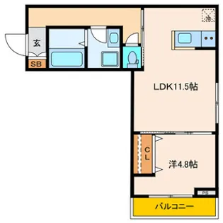 パセオプラシード連坊【3階】の間取り