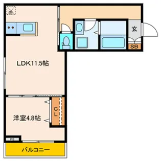 パセオプラシード連坊【3階】の間取り