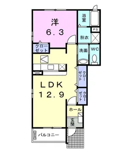 アンソレイエ・メゾンB【1階】の間取り