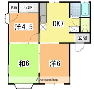 チェリータウンA棟【2F号室】の間取り