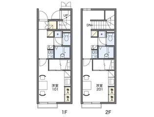 レオパレス留ヶ谷【110号室】の間取り