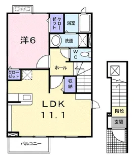 メゾン かつまた 北棟【2階】の間取り