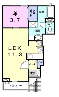 メゾン かつまた 北棟【1階】の間取り