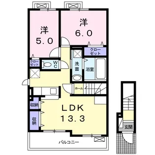 レジデンス東松島Ⅱ【2階】の間取り