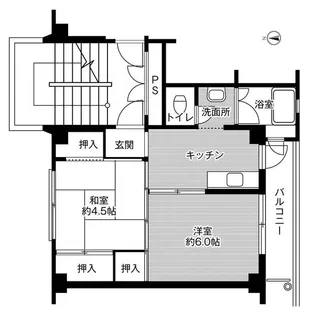 ビレッジハウス矢本2号棟【0302号室】の間取り