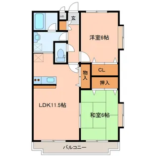 宮城県仙台市宮城野区福室3丁目【マンション】の間取り