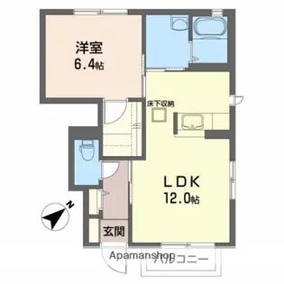 クレールハウスB【1階】の間取り