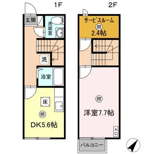 宮城県東松島市矢本字西新町【テラスハウス】の間取り